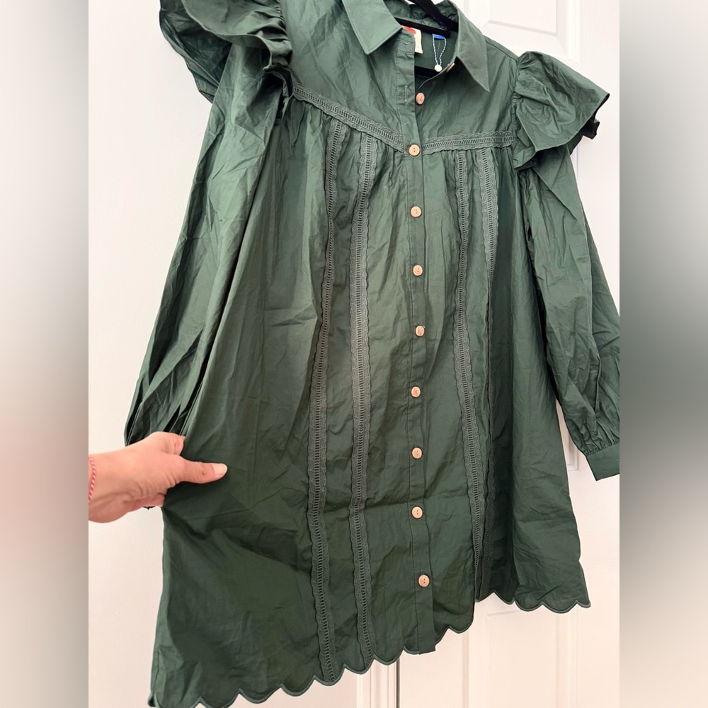Farm Rio Collared Button Front Shift Mini Dress, Size S - Picture 6 of 10